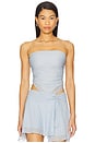 view 1 of 4 Esra Scarf Top in Sky Blue Stripe