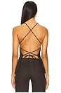 view 4 of 5 Ingrid Tie Top in Chocolate Pinstripe