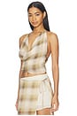 view 3 of 5 Eliana Halter Top in Dune Check