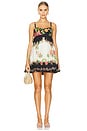 view 1 of 3 Short Dress With Quilted Yoke in Black & Off White Floral