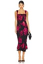 view 1 of 3 Smocked Midi Dress in Black Magenta