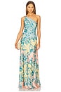 view 1 of 4 One Shoulder Long Dress in Blue Yellow Mix