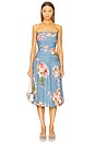 view 1 of 3 Ruched Midi Dress in Pink Blue Mix