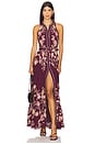 view 1 of 4 VESTIDO LONGO COM CINTO E FIVELA in Burgundy Floral