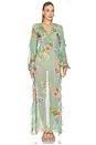 view 1 of 3 Long Ruffle Kaftan in Green