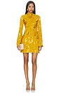 view 1 of 4 ROBE COURTE BIASED MINI DRESS WITH MOCK NECK in Gold