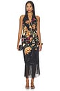 view 1 of 3 ROBE MI-LONGUE FRONT DRAPED MIDI DRESS in Black