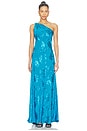 view 1 of 4 ROBE MAXI ONE SHOULDER SASH MAXI DRESS in Turquoise