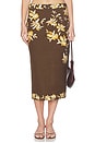 view 1 of 6 Fitted Midi Skirt in Brown