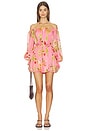 view 1 of 3 Off Shoulder Romper With Tie Up Belt in Pink