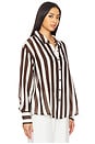 view 3 of 5 Oversized Striped Shirt in Brown & White