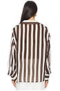 view 4 of 5 Oversized Striped Shirt in Brown & White