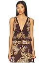 view 1 of 4 Peplum Top in Brown