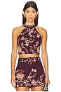 view 1 of 4 Halter Neck Top in Burgundy Floral