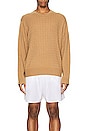 view 3 of 4 Cashmere Cropped Cable Crew in Camel