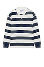 view 1 of 4 Beverly Hills Oversized Long Sleeve Rugby Tee in Navy & White