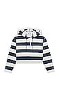 view 1 of 4 Oversized Rugby Hoodie in Navy & White
