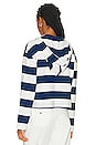 view 3 of 4 Oversized Rugby Hoodie in Navy & White
