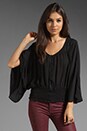 view 1 of 4 Beyond Silk Vintage Batwing Top with Lace in Black