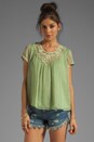 view 1 of 4 Floral Crochet Yoke Top in Pistachio