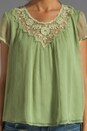 view 3 of 4 Floral Crochet Yoke Top in Pistachio