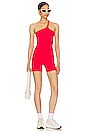 view 4 of 4 Spacedye Keep Pace Biker Short in Candy Apple Red Heather