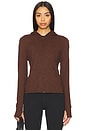 view 2 of 5 Heather Rib Morning Jog Hoodie in Espresso Heather Rib