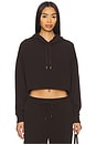 view 1 of 4 Breathe Easy Ribbed Cropped Hoodie in Dark Chocolate