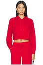 view 1 of 4 Breathe Easy Ribbed Cropped Hoodie in Holly Red