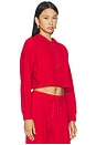view 2 of 4 Breathe Easy Ribbed Cropped Hoodie in Holly Red