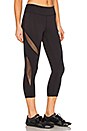 view 2 of 3 Double Panel Mesh Capri Legging in Black
