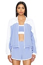 view 1 of 5 Go Retro Colorblock Jacket in Periwinkle Cloud & True White