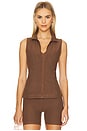 view 1 of 4 Venice Zip Front Vest in True Chocolate Heather