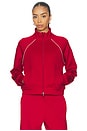 view 2 of 5 Piped Zip Front Jacket in Holly Red