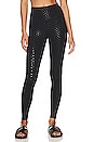 view 1 of 5 High Waisted Midi Legging in Black Shiny Black Hearts