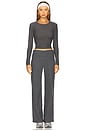 view 5 of 6 Spacedye Foldover Wide Leg Pant in True Gray Heather