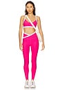 view 5 of 6 Spacedye Outlines High Waisted Midi Legging in Vivid Pink Heather & Cloud White