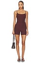 view 1 of 3 Spacedye Keep Pace Biker Romper in Iced Mocha Heather