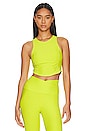 view 1 of 4 Spacedye Motivate Cropped Tank in True Chartreuse Heather