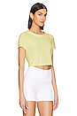 view 3 of 5 Featherweight Cropped Open Back Tee in Powder Lemon Heather