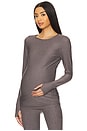 view 1 of 5 Featherweight Count On Me Maternity Crew Pullover Top in Soft Umber Heather