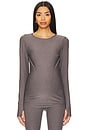 view 2 of 5 Featherweight Count On Me Maternity Crew Pullover Top in Soft Umber Heather