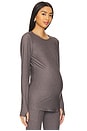 view 3 of 5 Featherweight Count On Me Maternity Crew Pullover Top in Soft Umber Heather