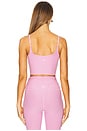 view 3 of 4 Spacedye Raise The Barre Shirred Cropped Tank Top in Pink Haze Heather