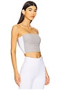 view 1 of 5 Space Dye Strapless Stripe Top in Silver Mist & Cloud White