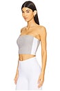 view 3 of 5 Space Dye Strapless Stripe Top in Silver Mist & Cloud White