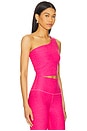 view 2 of 5 Spacedye The Bold Shoulder Cropped Tank in Vivid Pink Heather