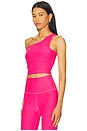 view 3 of 5 Spacedye The Bold Shoulder Cropped Tank in Vivid Pink Heather