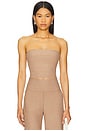 view 2 of 5 Spacedye Strapless Stripe Top in Desert Sand Heather & Cloud White
