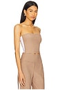 view 3 of 5 Spacedye Strapless Stripe Top in Desert Sand Heather & Cloud White